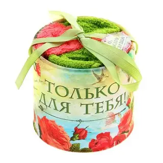Набор полотенец Collorista "Только для тебя", цвет зеленый/розовый, (4шт.), 30х30шт, хлопок