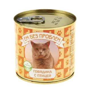 Влажный корм "Ем без проблем" для кошек, говядина с птицей ж/б 250 г