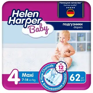Детские подгузники Helen Harper Baby Maxi (7-14 кг), 62 шт