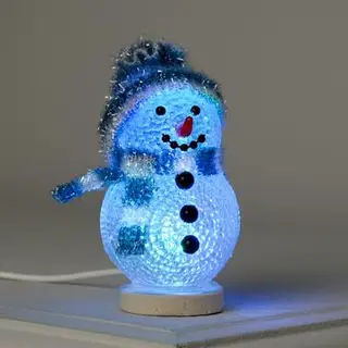 Фигура акрил. "Снеговичок в синем" 10х6 см, 1 LED, USB, RGB