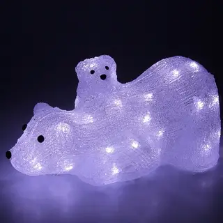 Фигура акрил. "Медведица с медвежонком" 36х17х16 см, 40 LED, 220V, БЕЛЫЙ