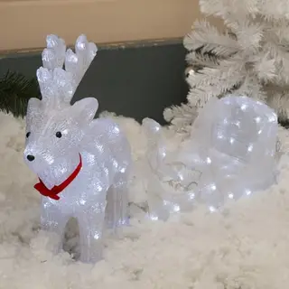 Фигура акрил. "Сани с оленем" О: 45х48х14 см, С: 42х22х20 см, 100 LED, 220V, БЕЛЫЙ