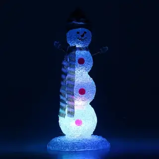 Фигура акрил. "Снеговик-пружинки-руки" 28х14х9 см, 1 LED (батарейки АА 3 шт.) БЕЛЫЙ