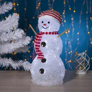 Фигура акрил. "Снеговик руки-палки" 33х16 см, 28 LED, 220V, БЕЛЫЙ