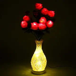 Светодиодная ваза 64х16 см, "Розы" 10 LED, от USB и 220V, фиксин, ЖЕЛТЫЙ