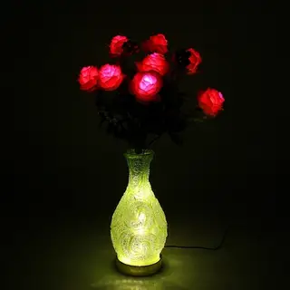 Светодиодная ваза 64х16 см, "Розы" 10 LED, от USB и 220V, фиксин, ЗЕЛЕНЫЙ микс