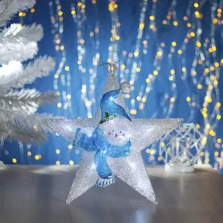 Фигура акрил. "Снеговик-звезда" 30х30 см, 10 LED, 8 режимов, 220V, БЕЛЫЙ