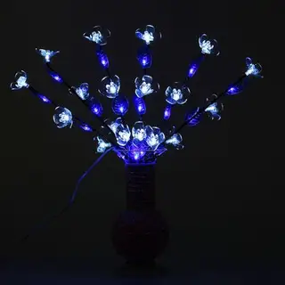 Светодиодная ваза плетенная 60х16, 36 LED, цветы БЕЛЫЕ (ваза - цвет микс)