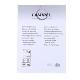 Пленка для ламинирования A3 303х426 мм, 125 мкм, 100 штук, глянцевые, Lamirel