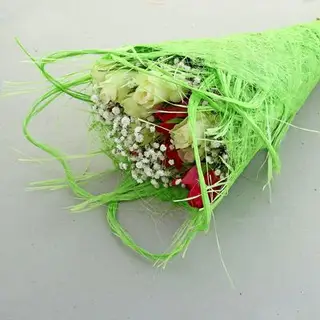 Салфетка Веер ажурная, лён, салатовый