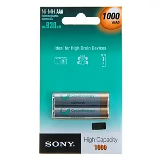 Аккумулятор Sony CycleEnergy, Ni-Mh, AAA, HR03-2BL, 1.2В, 1000 мАч, блистер, 2 шт