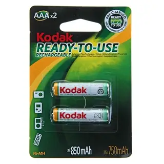 Аккумулятор Kodak Ready-to-use, Ni-Mh, AAA, HR03-2BL, 1.2В, 850 mАh, блистер, 2 шт