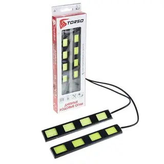 Дневные ходовые огни TORSO DRL-6-2, 4 LED-COB, 9.6 Вт, 12 В, 2 шт., металл, корпус черный