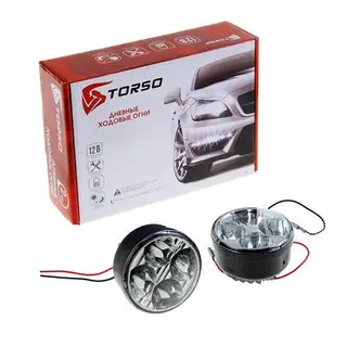 Дневные ходовые огни TORSO DRL-4-1-1, 4 LED, 8 Вт, 12 В, 2 шт., пластик, корпус черный