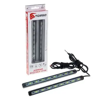 Дневные ходовые огни TORSO DRL-10-1, 8 LED-SMD5630, 9.6 Вт, 12 В, 2 шт, корпус черный