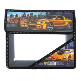 Папка для тетрадей А5, 2 отделения, клапан на липучке, пластиковая, уголок Gold Car