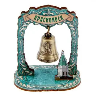 Колокольчик в деревянной рамке "Красноярск"