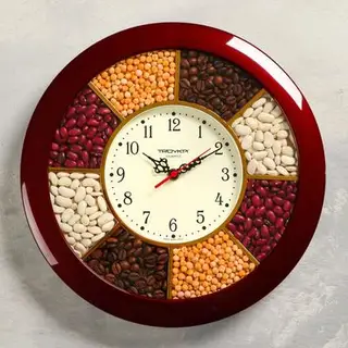 Часы настенные, серия: Кухня, «Специи», d=29 см, плавный ход, бордовый обод