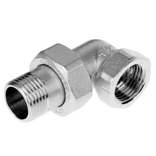 Фитинг угловой General Fittings, 1/2", никелированная латунь для радиатора с прокладкой