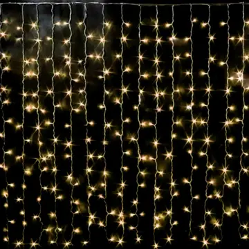 №406 Занавес 25 м белый провод, цвет ламп теплый белый уличный