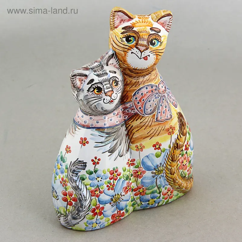 Сувенир "Коты — пара", майолика