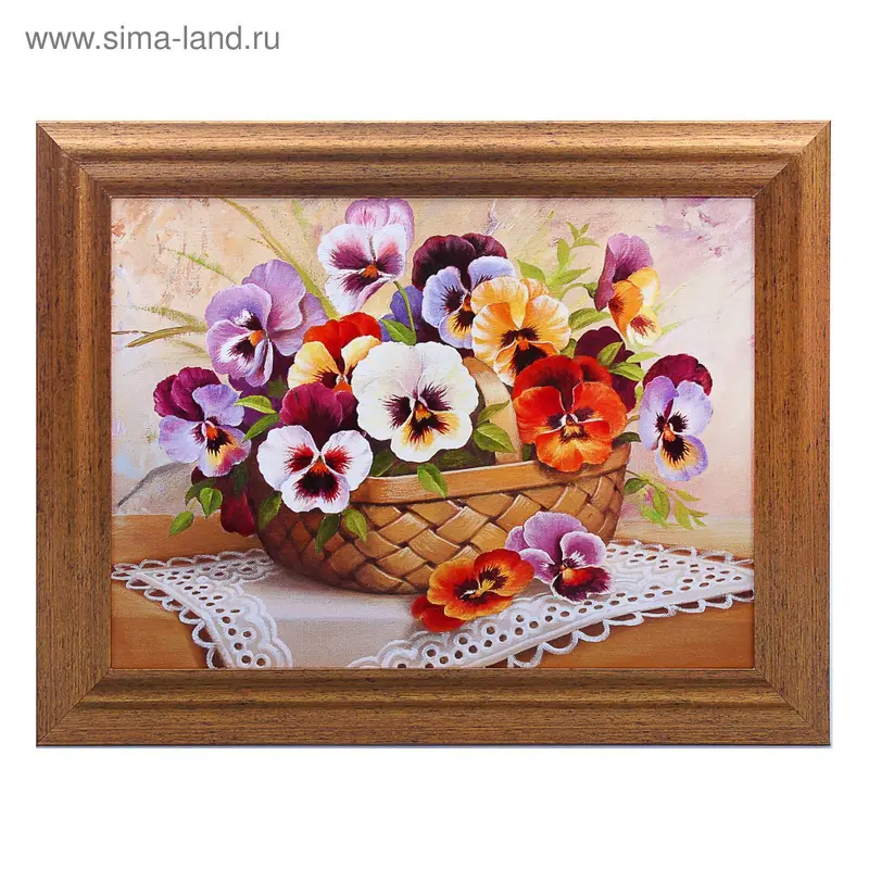Картина "Анютины глазки" 38х48 см рама микс, МДФ