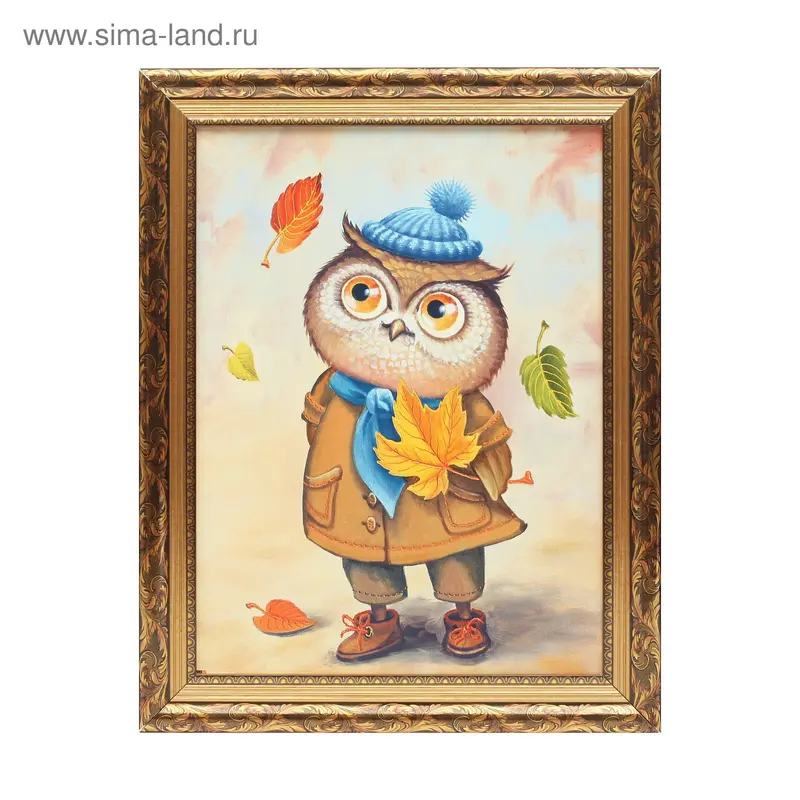 Картина "Сова с клёном" 38х48 см рама МДФ МИКС