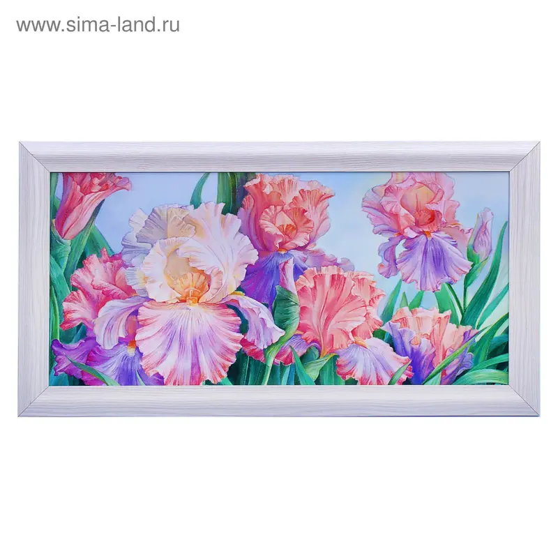 Картина "Ирисы" 40х77 см МДФ рамка микс