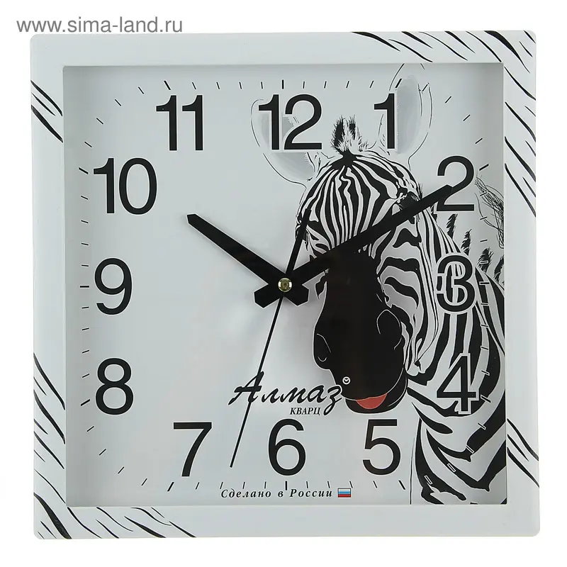 Часы настенные квадратные "Зебра", 28,5х28,5 см