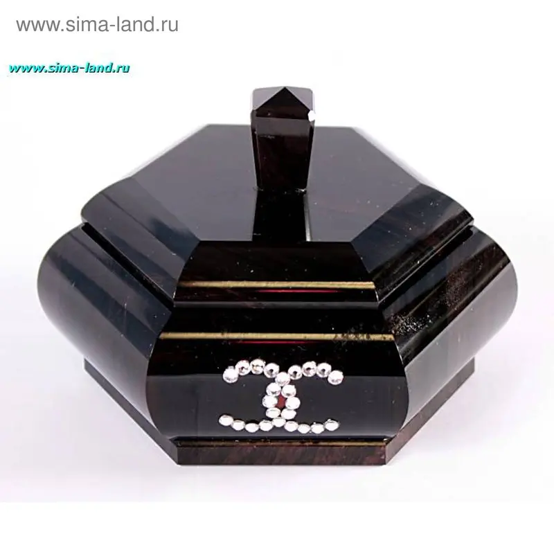 обсидиан шкатулка с стразами Swarovski Sk-056.1 10*10*6