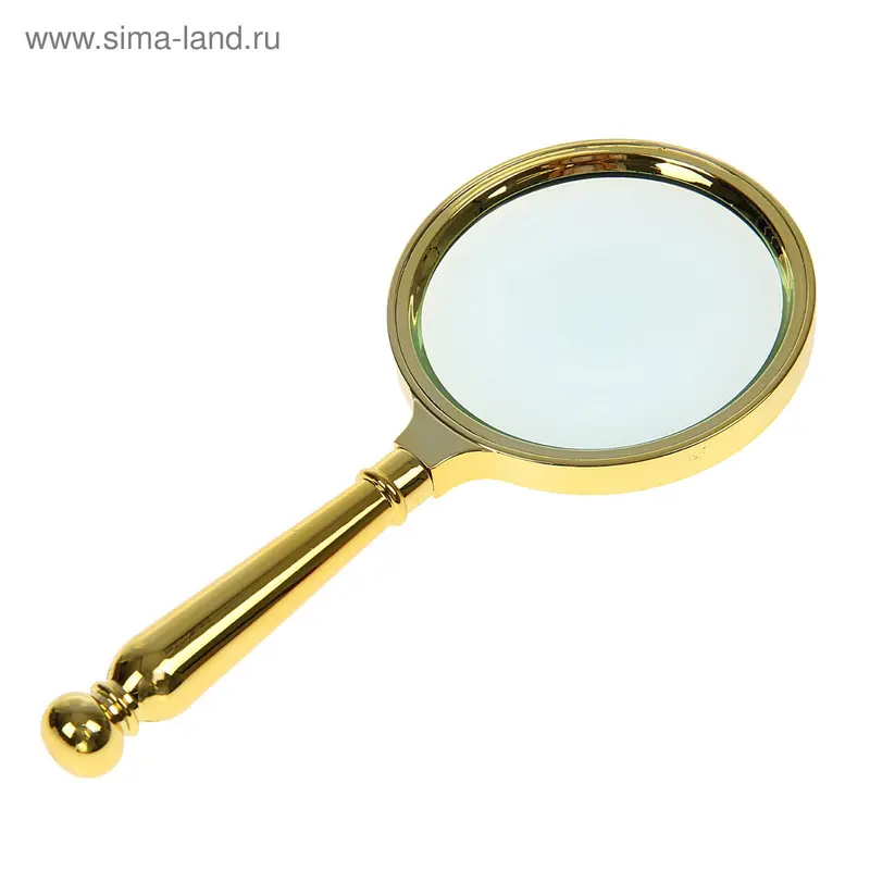 Лупа 3х, d=9 см, ручка в форме капли, пластик, золотая, 17.5 см