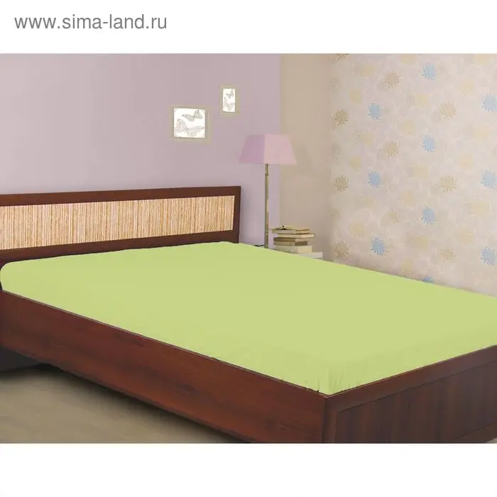 Простыня на резинке, 180х200 см, цвет махито, 105 гр/м2
