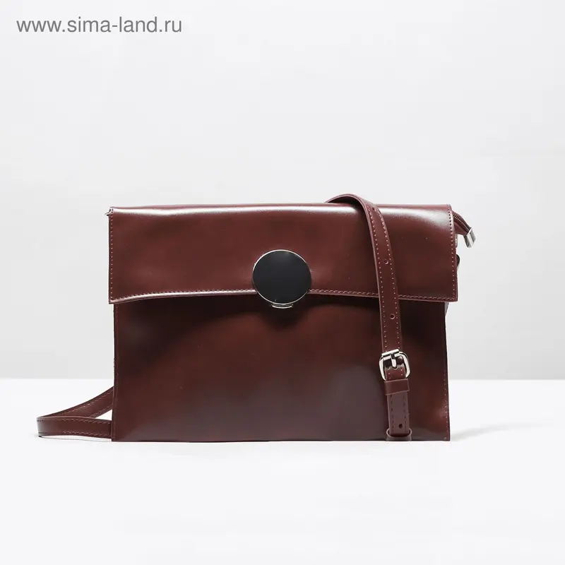 Клатч женский на молнии, 1 отдел, длинный ремень, коричневый