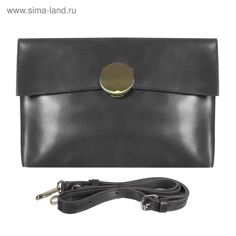 Клатч женский на молнии, 1 отдел, длинный ремень, серый