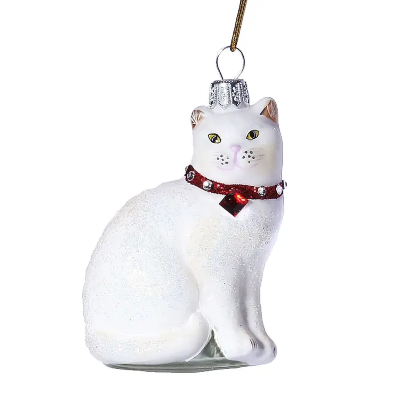 Игрушка елочная "Кошка в бриллиантах" стекло, 8 см