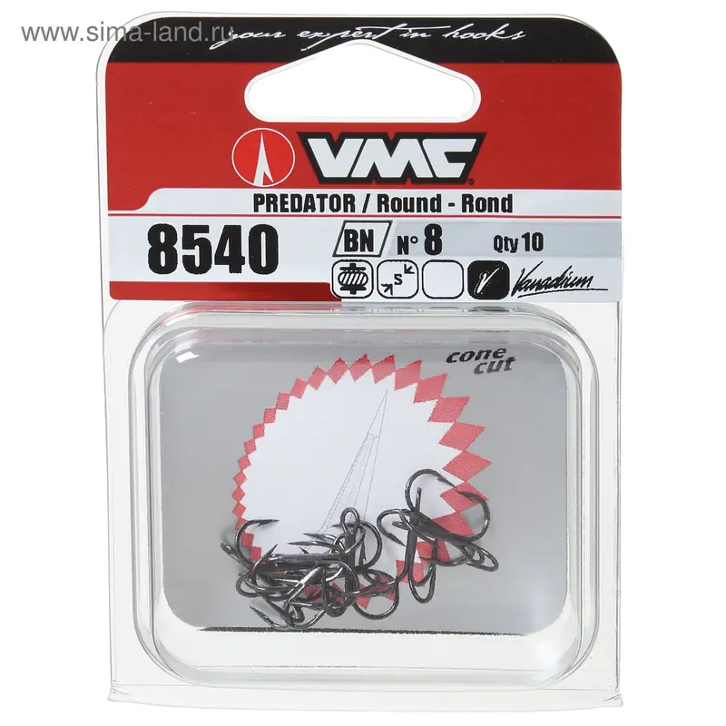 Крючки тройные VMC 8540 BN № 8, набор 10 шт