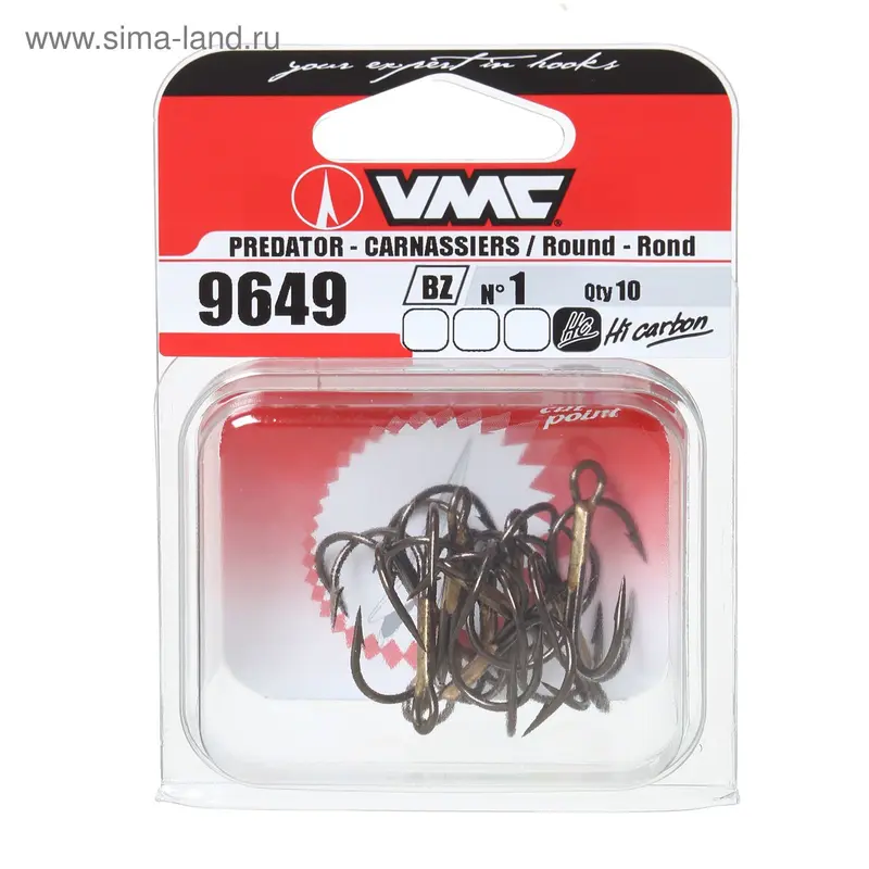 Крючки тройные VMC 9649 BZ № 1, набор 10 шт