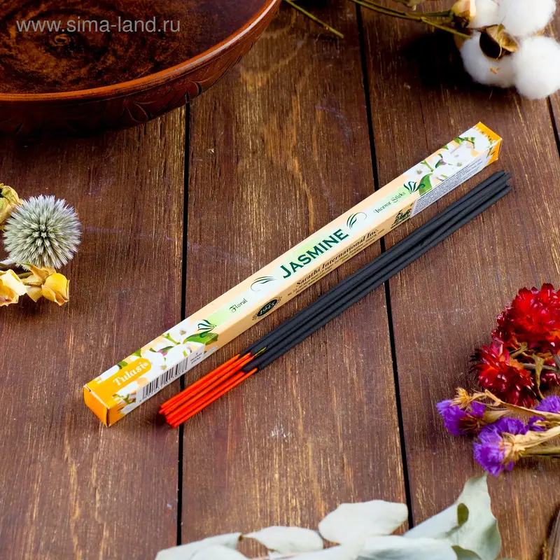 Благовония Sarathi "Jasmine. "Жасмин", 8 палочек в упаковке, четырёхгранник