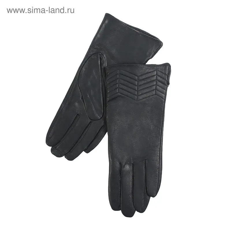 Перчатки женские, подклад - трикотаж, р-р 8,5, чёрные