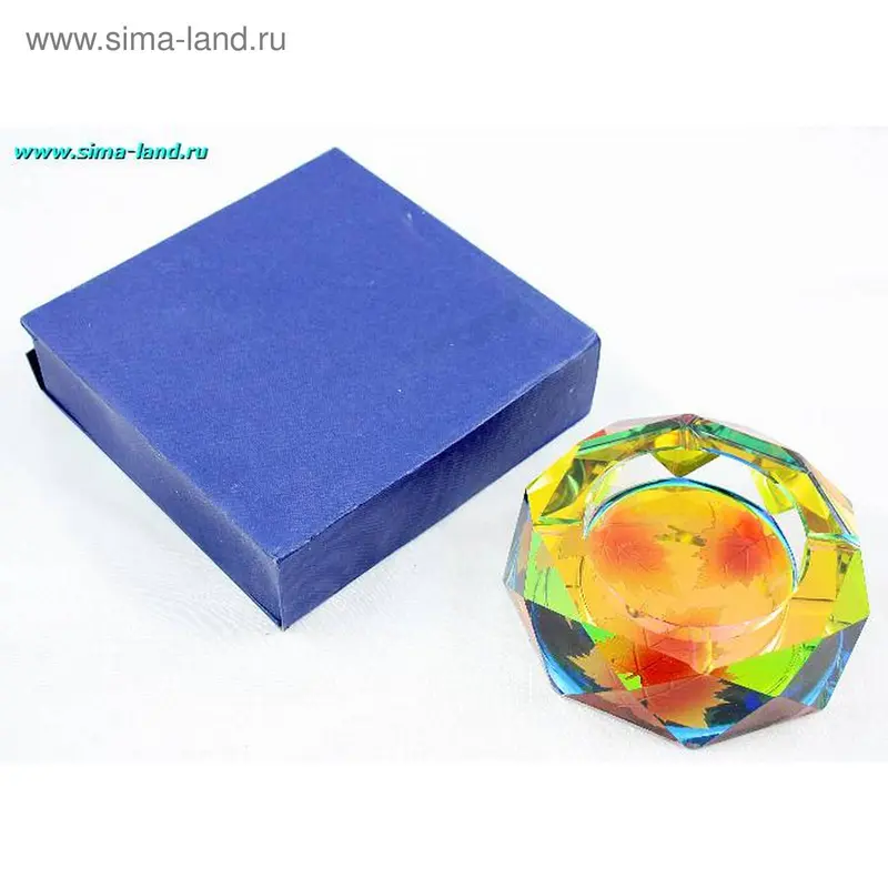 пепельница стекло граненная листья d 15 см №2560 (бокс 18 шт)