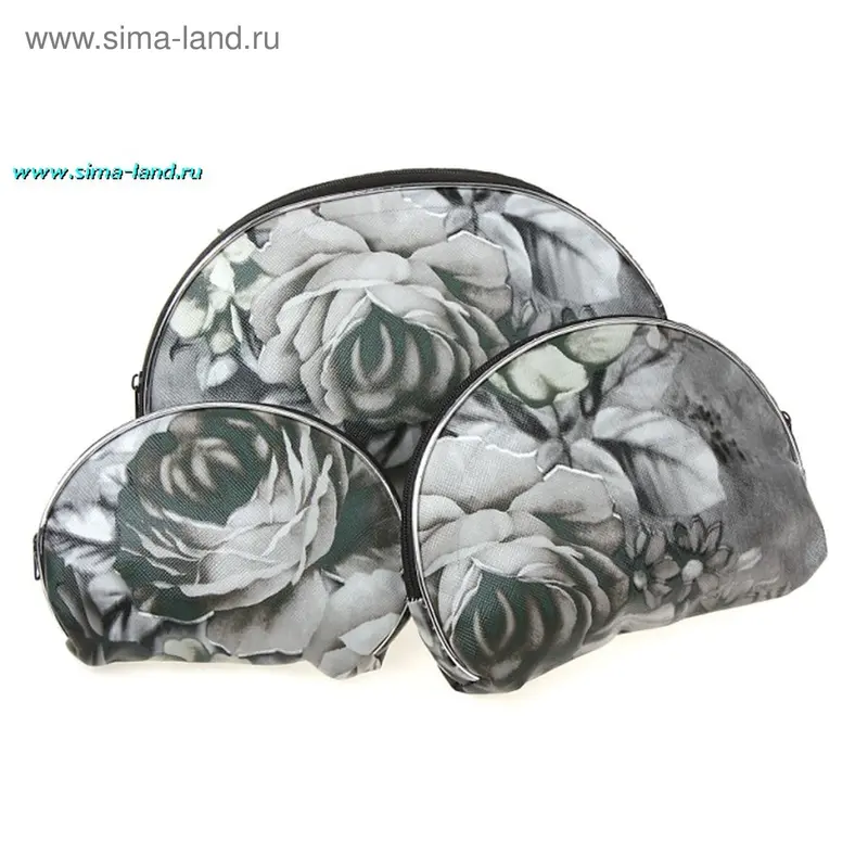 Косметичка полуовальная 3 в 1 "Розы"