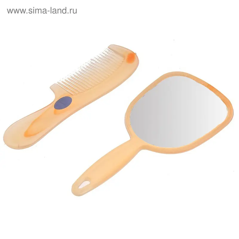Набор 2 предмета: расчёска с ручкой, зеркало, 15см, цвет МИКС