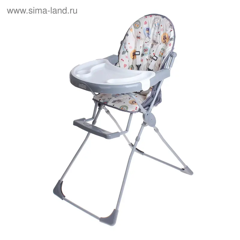 Стульчик для кормления Selby 251 «Совы», цвет серый