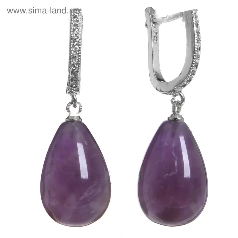 Серьги капля со стразами «Аметист»