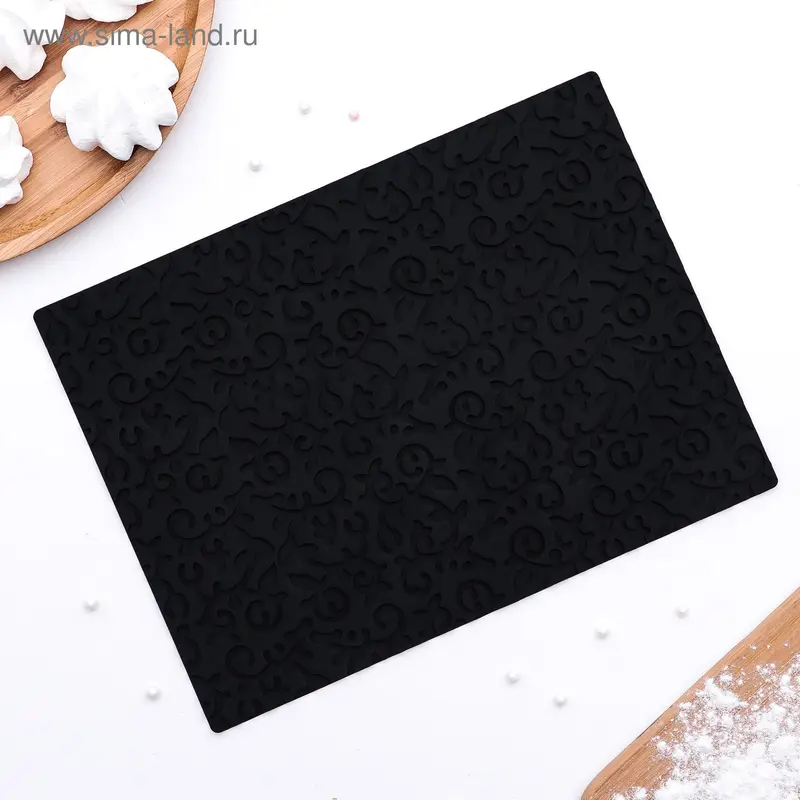 Силиконовый коврик рельефный Доляна «Фигаро», 25×18×0,5 см, цвет чёрный
