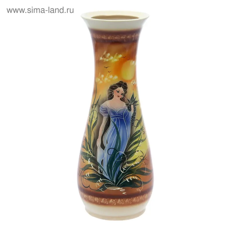 Ваза напольная "Осень" девушка, рисовка