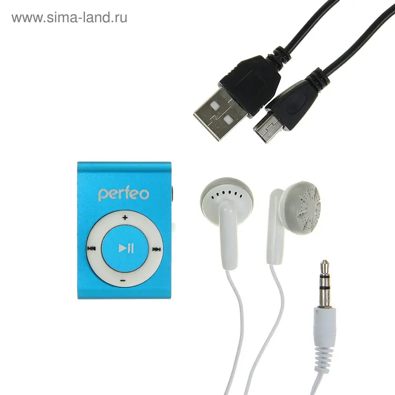 Mp3 плеер Perfeo Music Clip Titanium, голубой
