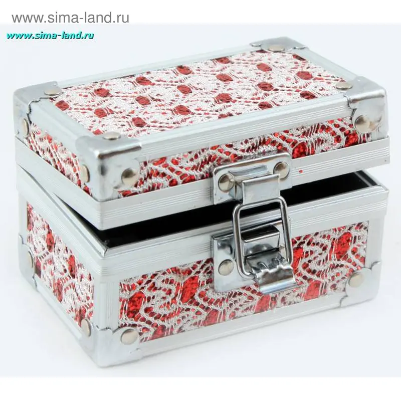 шкатулка пластик 11*7*7 см красные кружева (бокс 60 шт)
