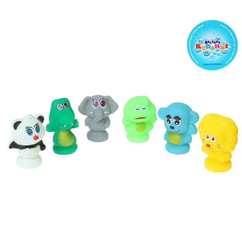 Набор резиновых игрушек с пищалкой, 6 шт