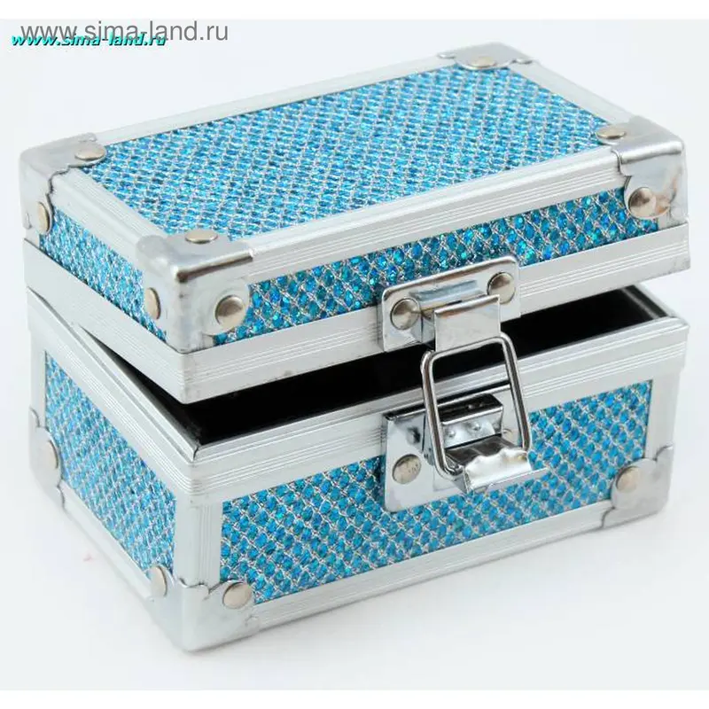 шкатулка пластик 11*7*7 см сеточка голубая (бокс 60 шт)